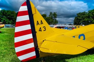 Vintage airplane with rudders