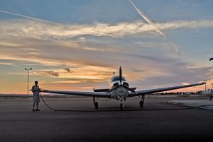 Airplane getting refueled