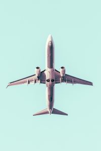 Commercial jet flying