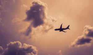 Airplane during flight