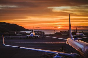 Airport with airplanes